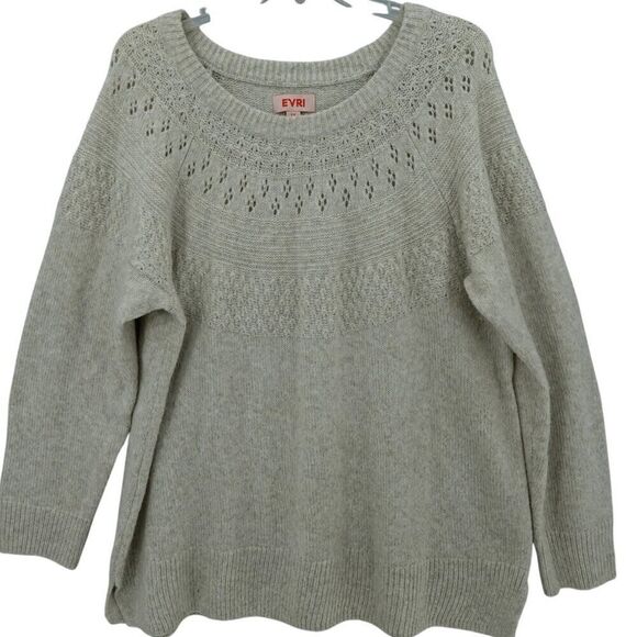 EVRI 1X Beige Knit Sweater Scoop Neck Long Sleeve - Picture 2 of 13